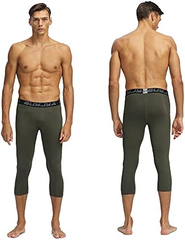 Buyjya 3 пакуваат машки 3/4 панталони за компресија кои работат хулахопки за тренингот Атлетски кул сув јога салата за облека