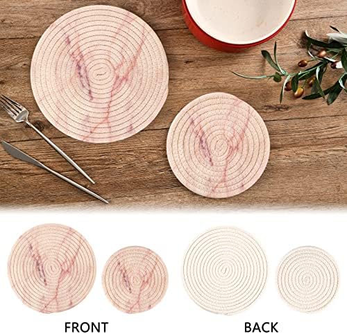 Розови мермерни ситници за жешки садови држачи за тенџере сет од 2 парчиња топли влошки за кујнски отпорни на топлина за топли садови за