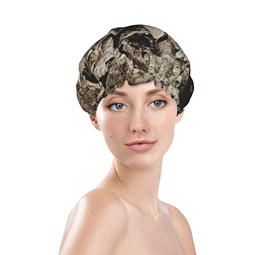 Речни и сиви карпи печатено капаче за туширање капаче за коса, еднократно капаче за туширање за жени за жени сите должини на косата