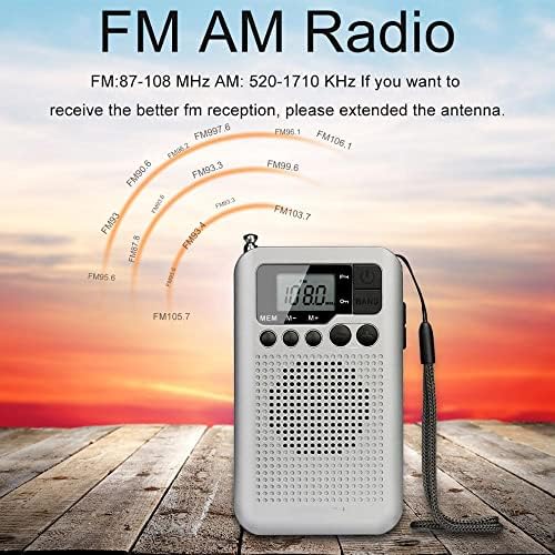 CXDTBH TR106 Преносен FM AM радио со LCD дисплеј Дигитални слушалки за подесување на слушалките и функцијата на часовникот за поддршка