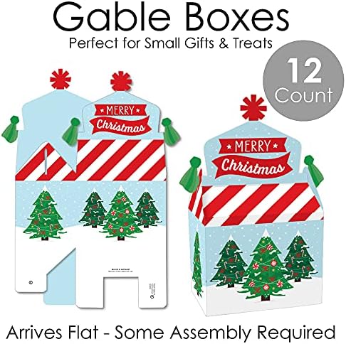 Голема точка на среќа Снежни новогодишни елки - Однесувајте се кон кутии за забави - Класична празнична забава Goodie Gable кутии