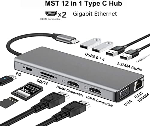 LLAMN 12 ВО 1 USB C Центар Тип C Адаптер НА 4K VGA RJ45 LAN Ethernet SD/TF Центар 3.5 MM AUX 12 Порта