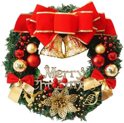 Божиќен Гребен, Божиќни Венци За Влезната Врата, Вештачки Висечки Божиќен Венец, Со Црвени Лакови Бобинки Ѕвона, За Внатрешна И Надворешна