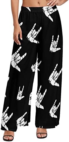 Baikutouan asl Американски знаковен јазик Те сакам женски обични широки нозе дневни панталони лабави удобни јога панталони