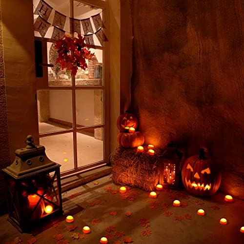 Amagic Halloween LED светла од тиква со далечински и тајмери, батерии управувани со Jackек-о-фенер, светли треперечки електрични свеќи за Ноќта на вештерките, есенски украси, о