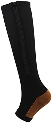 Зипер компресија чорапи 2пари колено колено високо отворено пети компресија за порибување на анти-матични чорапи варикозност Поддршка еластична