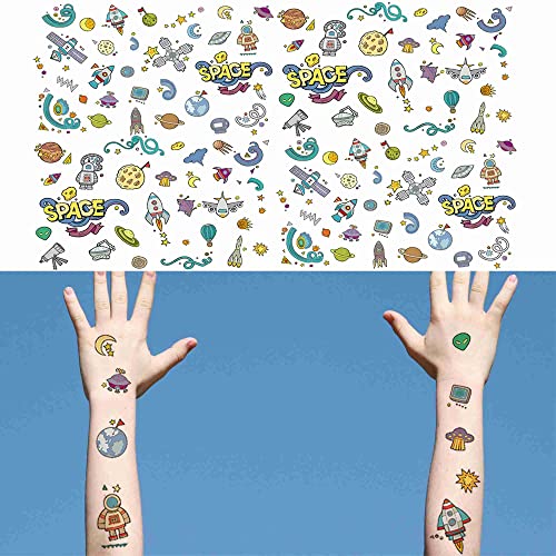 4 Листови Привремена Тетоважа Деца Девојче Тинејџери Цртан Филм Простор Надворешна Забава Фаворизира Симбол Ракав Тело Лице Лажни Тетоважи