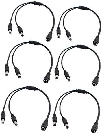 X-Ree 6 PCS 2,1 mm x 5,5 mm DC 1 женски до 2 машки кабел за сплитер на моќност за CCTV камера (6 парчиња 2,1 mm x 5,5 mm DC