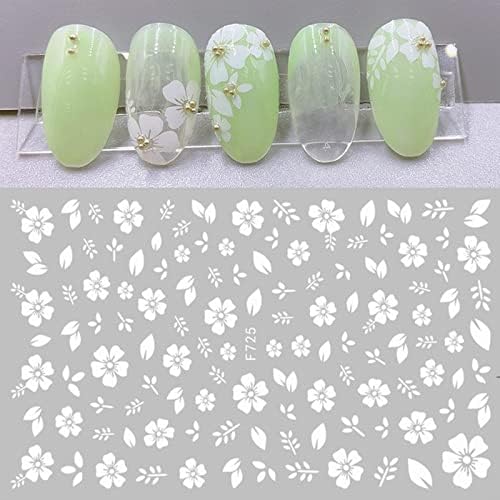 Налепници за нокти Јапонски 3Д серии за лепак за мали налепници за бели и златни цвеќиња налепници за нокти завој за нокти