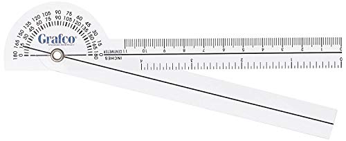 GRAFCO 360 ° Ортопедски гониометар за мерење на опсегот на движење на зглобовите, чиста пластика, должина од 6 , 13630