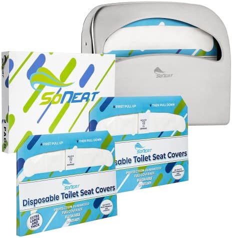 Soneat полукратно покритие на седиштето на тоалетот и сетот за диспензери - 200 CT XL Flushable Splushable Saft Seat Cover Seat