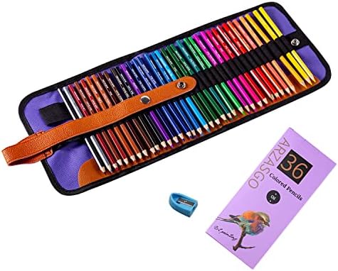 Сет на моливи во боја на Арзасго 36, моливи за боење на уметници за книги за боење на возрасни, скица за уметници, врвни моливи за цртање