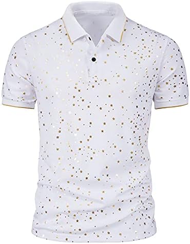 Машка кошула со блуза, обични редовни вклопувачки кошули летни вртења од јака на отворено пулвер за работа