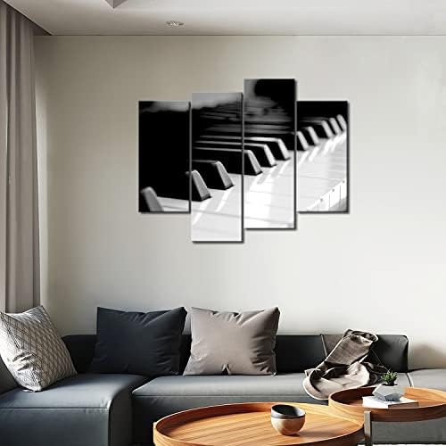 Прва wallидна уметност - црно -бело тастатура за пијано wallидна уметност сликарство на сликата на платно уметност слики за подарок за украси