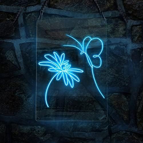 Апстрактна стилска линија сликарство пеперутка цвет неонски знак, животинска тема рачно изработена ел жица неонска светлина знак, домашна