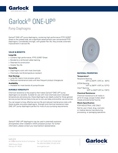 Garlock PA0082 Едно-ап PTFE и неопрена гума дијафрагма за повеќето 1 , 1-1/2 и 2 флотроника AODD пумпи
