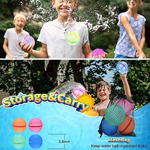 Soppycid Вода играчки за деца, балони со вода што може да се повтори, еднократно, 4 парчиња повеќекратни разнобојни водни бомби за