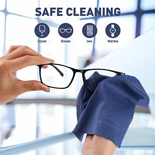 Платно за чистење на леќи за микрофибер, со поголема големина 8 x7 во индивидуални винилни торбички, безбедни за сите очила и екрани