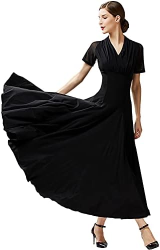 Јумеирен црна сала за танцување носии за жени валцер фустан