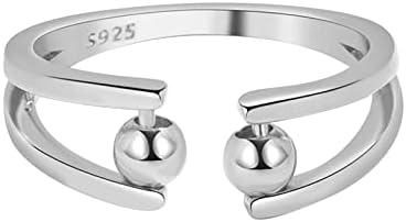 Денот на в Valentубените присутни S925 прилагодлив вртливиот сребрен прстен отворен прстен за прстен на прстенот на прстенот 2 парчиња 222