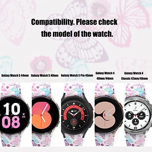 Флорални ленти компатибилни со Samsung Galaxy Watch 5 40mm 44mm/ Galaxy Watch 5 Pro 45mm SmartWatch Band, подобрена прилагодлива