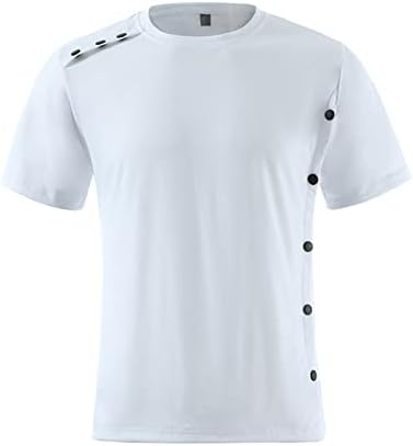 Менс летен моден рекреација спорт спортови солидна боја тркалезна јака маица со маица со маица со маица