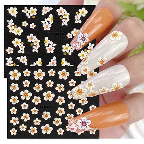 Симпатични налепници за уметност со цвеќиња, прекрасни малку цвеќиња срцеви нокти дизајнираат додатоци за жени девојки, 3Д само-лепете ги ноктите декоративни нале?