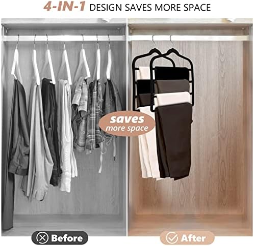 3 спакувани кадифени панталони закачалки за заштеда на простор, закачалки за панталони што не се лизгаат за складирање и организација