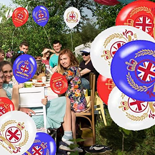Доефо Кралот Чарлс ТРЕТИ Балони За Забава за Крунисување | 12 парчиња Кралска Тематска Забава Латекс Балони за 2023 Година Декорација На