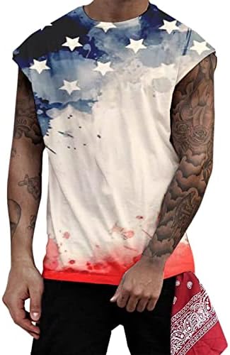 Мажи маички графички гроздобер ден на независност 3Д печатено машко џемпер резервоарот врвни обични памучни памучни маички со