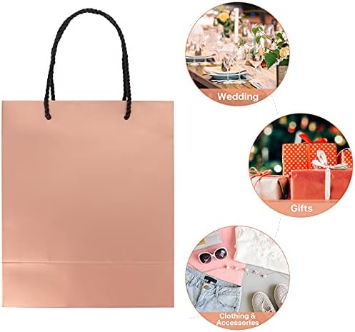 Убава меморија за луксузни торби за подароци 8 * 4 * 10 инчи, 3 парчиња премија розово злато подароци торби за ден на мајки, роденден, ден