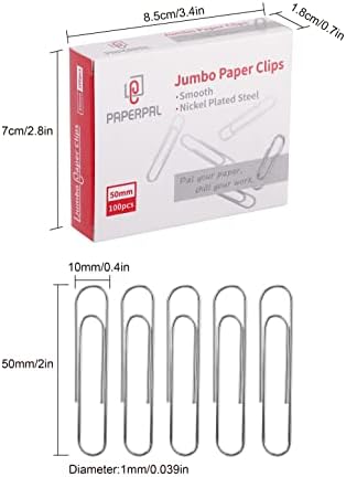PaperPal 1 & Jumbo големина мазна завршница хартиени клипови Пакет за вредности, 600 средни хартиени клипови + 300 големи хартиени
