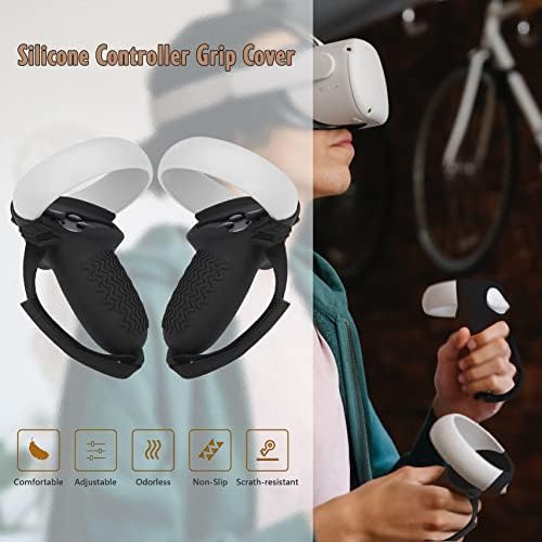 Gorliskl Силиконски контролер за контрола на контролорот за Oculus Quest 2, анти-лежиште на силиконски капак на лицето, заштитна обвивка за VR Shell, VR маски за пот, додатоци за си