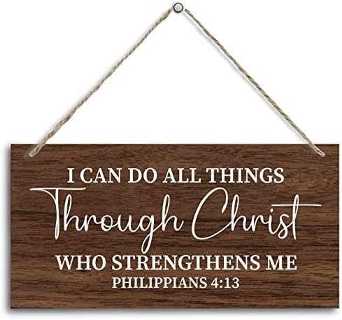Можам да ги сторам сите работи преку знакот на Христос Дрвен декор, Филипјаните 4:13 знаци на декор, висат печатени дрвени плакети