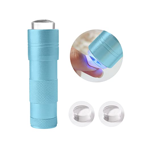 Freeorr Mini UV Light Presser со глава за замена на 2 парчиња, преносен привремен фен за нокти со рамна силиконска глава за