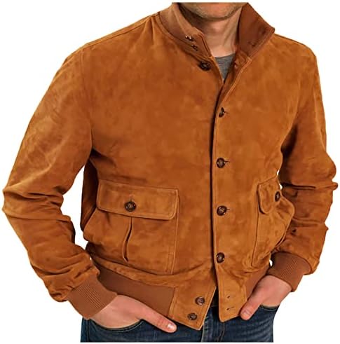 Менс зимска јакна Менска есенска мода обична тенка цврста боја џеб тока јакна за мажи платно спортско палто
