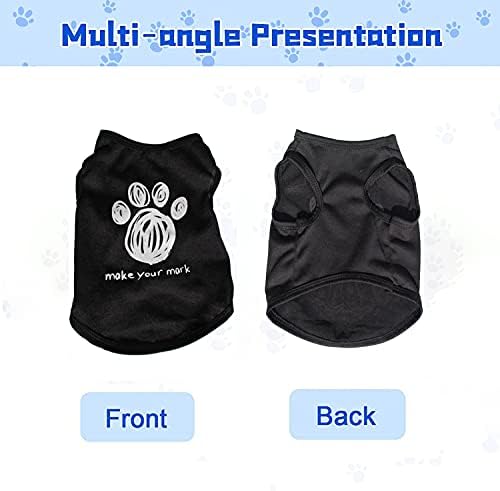 6 парчиња кошули за кучиња црна маица ладно летно милениче облека што може да дише памучно машко куче маички за мали и средни момчиња