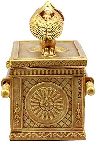 Еброс мат злато Светиот ковчег на заветот со десет заповеди Род од Арон и Мана религиозна декоративна фигура кутија за колекционерски
