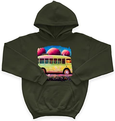 Хипи Травел автобус Детски духови од сунѓерско руно - Графички детски дуксери - Шарена качулка за деца