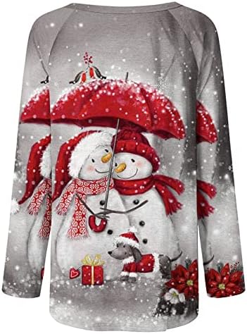 Holidationенски одмор симпатични врвови модни долги ракави Туника за хеланки трендовски екипаж за божиќни печати тотални кошули