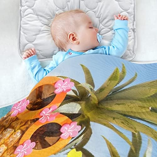 Плажа од ананас унисекс меки бебе ќебе за креветчето за креветчето за дневно згрижување со густо и меко материјално креветче за креветчето за шетач за подароци Дек