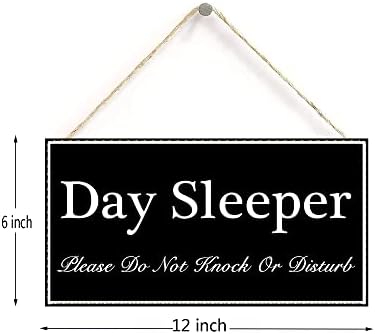 Ден заспан, ве молам, не тропајте или вознемирувајте виси знак Декоративен дрво знак за дома ДЕК ДЕЦА ДРУГА ПЛАКИ 12 x 6