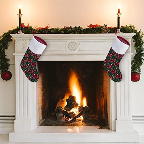 Црвено чили Божиќно порибување Божиќно дрво Камино виси чорапи со кратка кадифен манжетна за украсување за домашна забава