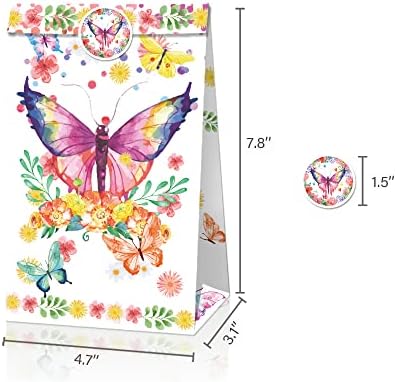Na 12 компјутери Пеперутка забава Партија за хартиени торби за подароци Пеперутка забава Гуди Кенди торби Крафт третирајте хартиени