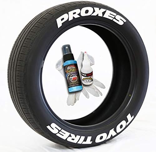 Налепници за гуми Toyo Toyo гуми прокси-постојан DIY лепак на комплет за букви со бела гума со лепак & 2oz чистач за допир / 14-16 инчи тркала