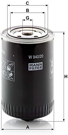 Филтерот за ман-филтер W940/20 Спин-нафта филтер