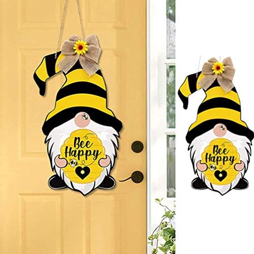 Valiclud gnomes врата виси знак пчела среќна куќа фарма куќа венец тремот декор скандинавски том дрво декорација на врата закачалка елф џуџе тематска забава за забава за ?