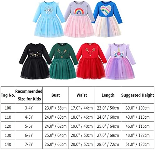 Мали девојчиња фустан со виножито со долг ракав Девојче девојче, фустани од пад зимска облека 3-8 години