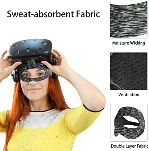 Капак ЗА Маска За Очи VR, Ubitree 2 Парчиња Лента За Пот Што Дише Прилагодливи Големини За VR Тренинзи Натприродно Со Слушалки