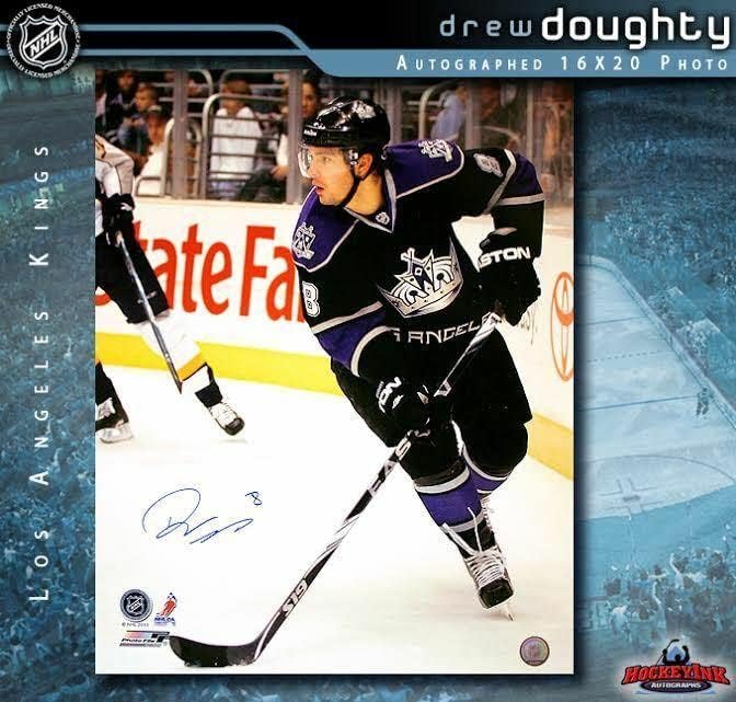 Дру Дасти потпишал Фотографија во Лос Анџелес Кингс 16х20 - Автограмирана НХЛ Фотографии